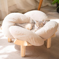 Elevated Cat Bed for Indoor Cats Couch Sofa Flower – Essentials for Cats - White