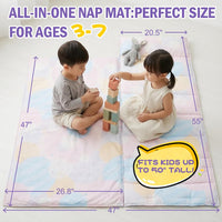 Toddler Nap Mat with Removable Pillow & Soft Blanket - Rianbow - image 2