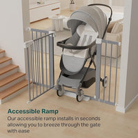 Cumbor 29.7"-51.5" Extra Wide Baby Gate for Stairs, Mom's Choice Awards Winner-Dog Gates for Doorways, Pressure Mounted Walk Through Pet Gate Indoor, Safety Auto-Close Child Gate for Kids, Gray
