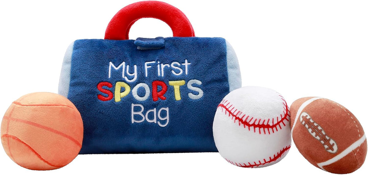 Baby Starters My First Golf plush play set in blue stripe with fabric bag, club, ball and flag