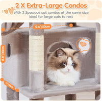 Taoqimiao Cat Tree, 67 in Tall Cat Tower with 2 Plush Cat Condos – Essentials for Cats - Sturdy-73IN / Light Gray - image 4