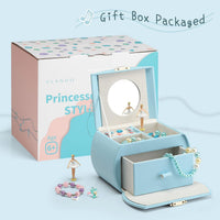 VLANDO 2 Layer Girls Musical Jewelry Box with Ballerina and Large - Blue - image 2