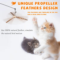 JXFUKAL Cat Wand Toys, Interactive Cat Toys with 3 Feather Refills, 29'' Flexible Steel Wire - Set A-refills - image 2