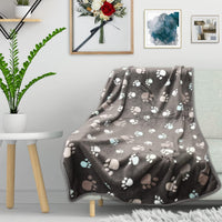 Rezutan Blanket for Large Dogs & Cats Soft Reversible Cute Paw 40"x31" – Essentials for Dogs - Grey/Brown/White / Large,41x31inch - image 4