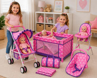 fash n kolor 4 Piece Doll Play Set, Includes - Pink & Purple Floral - image 2