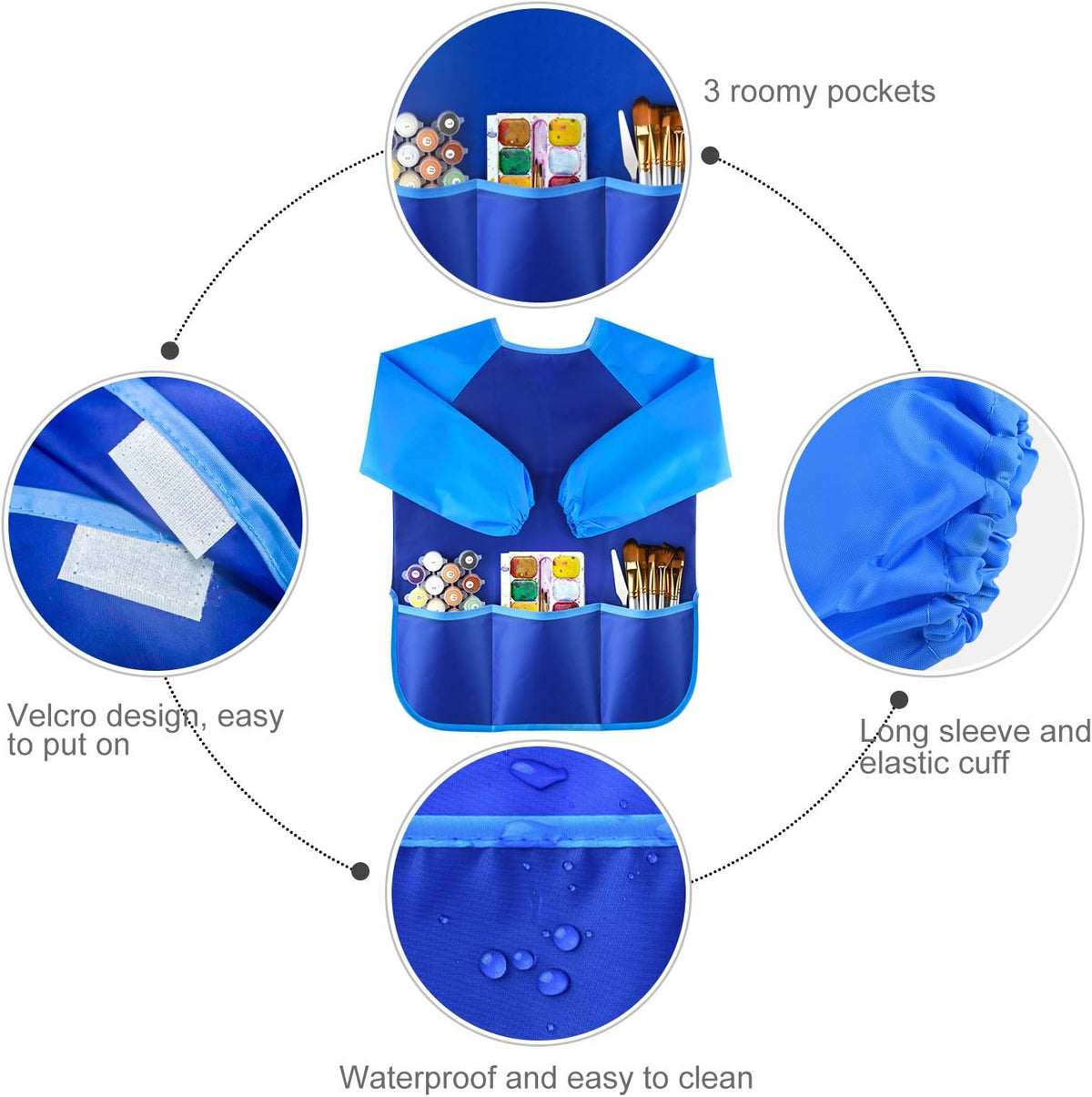 KUUQA Waterproof Children Art Smock Kids Art Aprons – Fun for Kids & Family - Blue / 1 - image 4