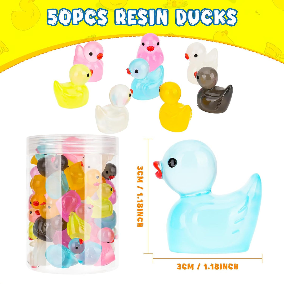 Mini Ducks 100 Pack Tiny Ducks Glow in The Dark – Fun for Kids & Family - Large Resin Ducks - image 3