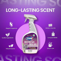 ZORBX Lavender & Lemongrass Spray, 24 Oz - All-Purpose Deodorizer, Refreshes Fabric, Removes Strong Odors, Perfect for Home, Car, Gym, Laundry