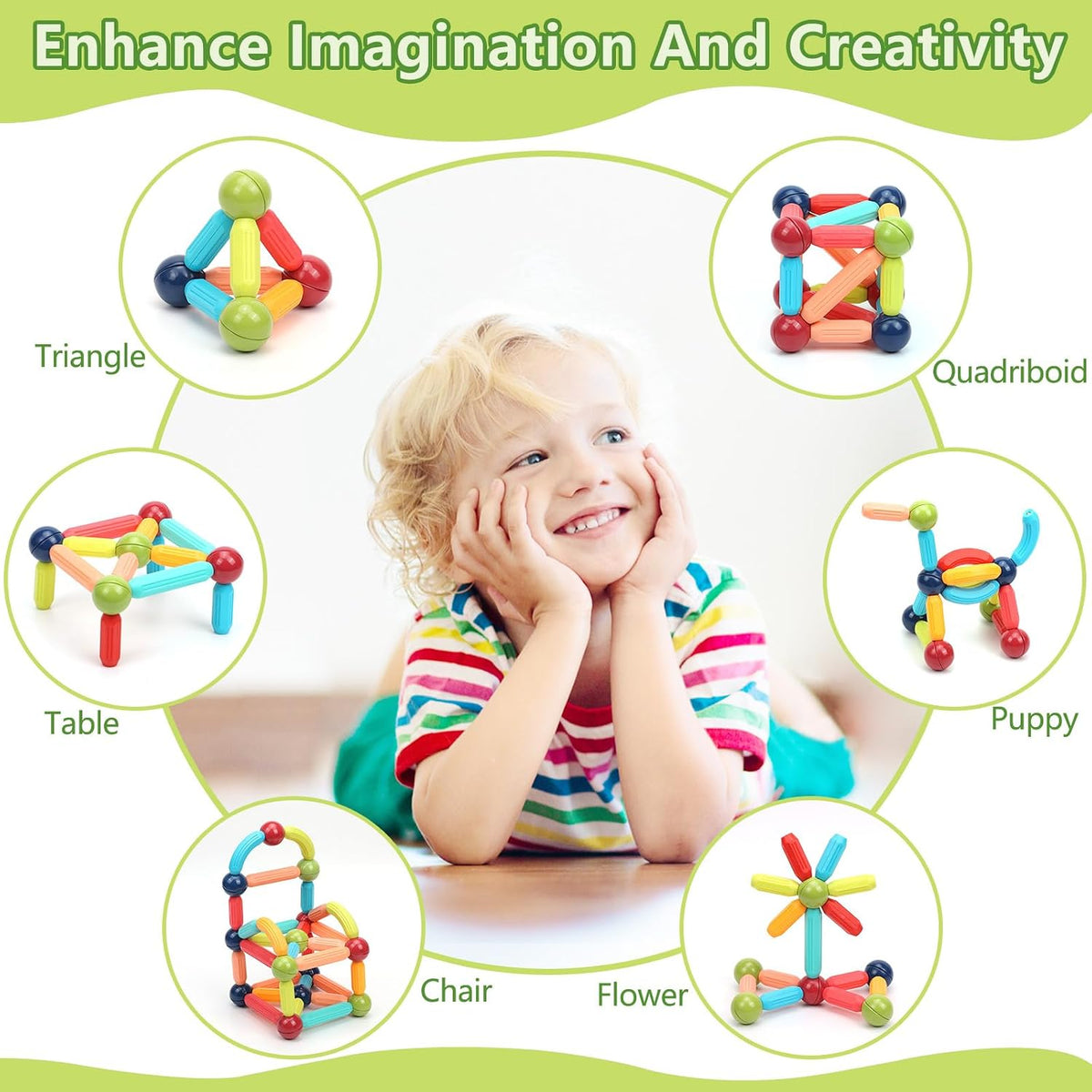 COUOMOXA Magnetic Building Blocks STEM for Toddlers: 74pcs Montessori - 42 PCS - image 3