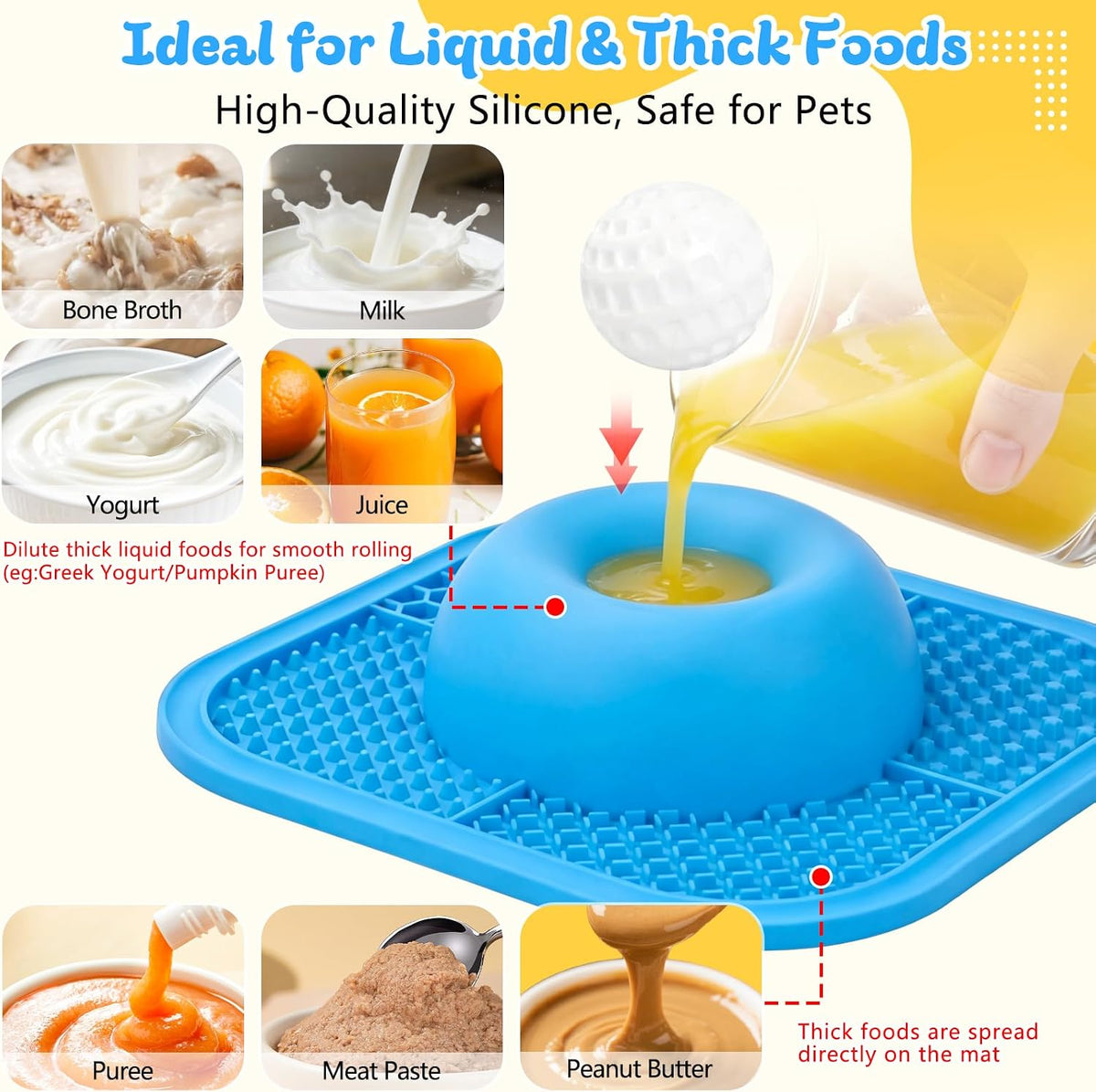 Slow Feeder Dog Bowls & Lick Mat for Liquid and Thick Treat - Large / Blue - image 3