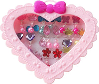 Elesa Miracle 28pcs Children Kids Little Girl Shiny Clip-on Earrings