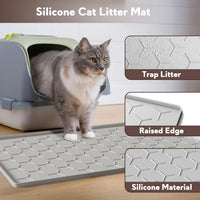 Silicone Cat Litter Mat 34×22 inch, Easy to Clean, Gray – Daily Care for Cats - 24" X 16" / Grey - image 2