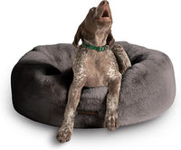UnHide Floof Pet Bed - Medium (28" x 10") - Extra Soft Dog Bed - Removable Faux Fur Cover - Machine Washable - Helps Ease Pet Anxiety & Provides The Perfect Sleep - Charcoal Charlie