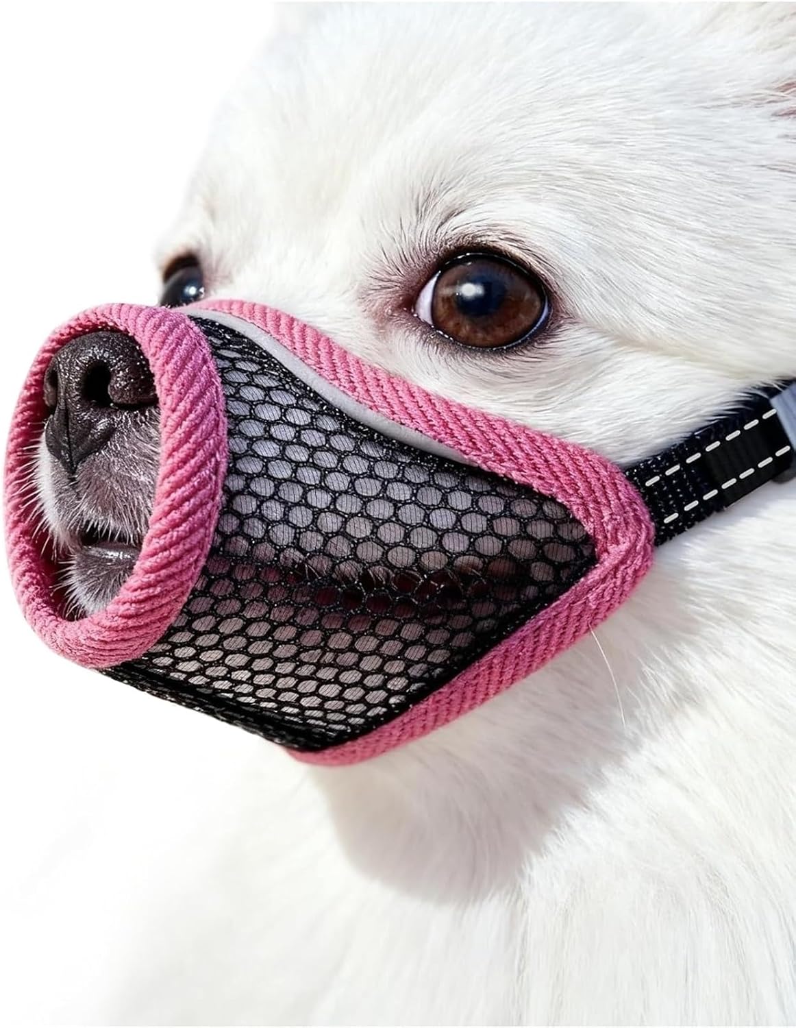 Dog Muzzle, Soft Mesh Muzzles for Small Dogs - Cherry Red / XS-Snout (5.0"- 5.3")