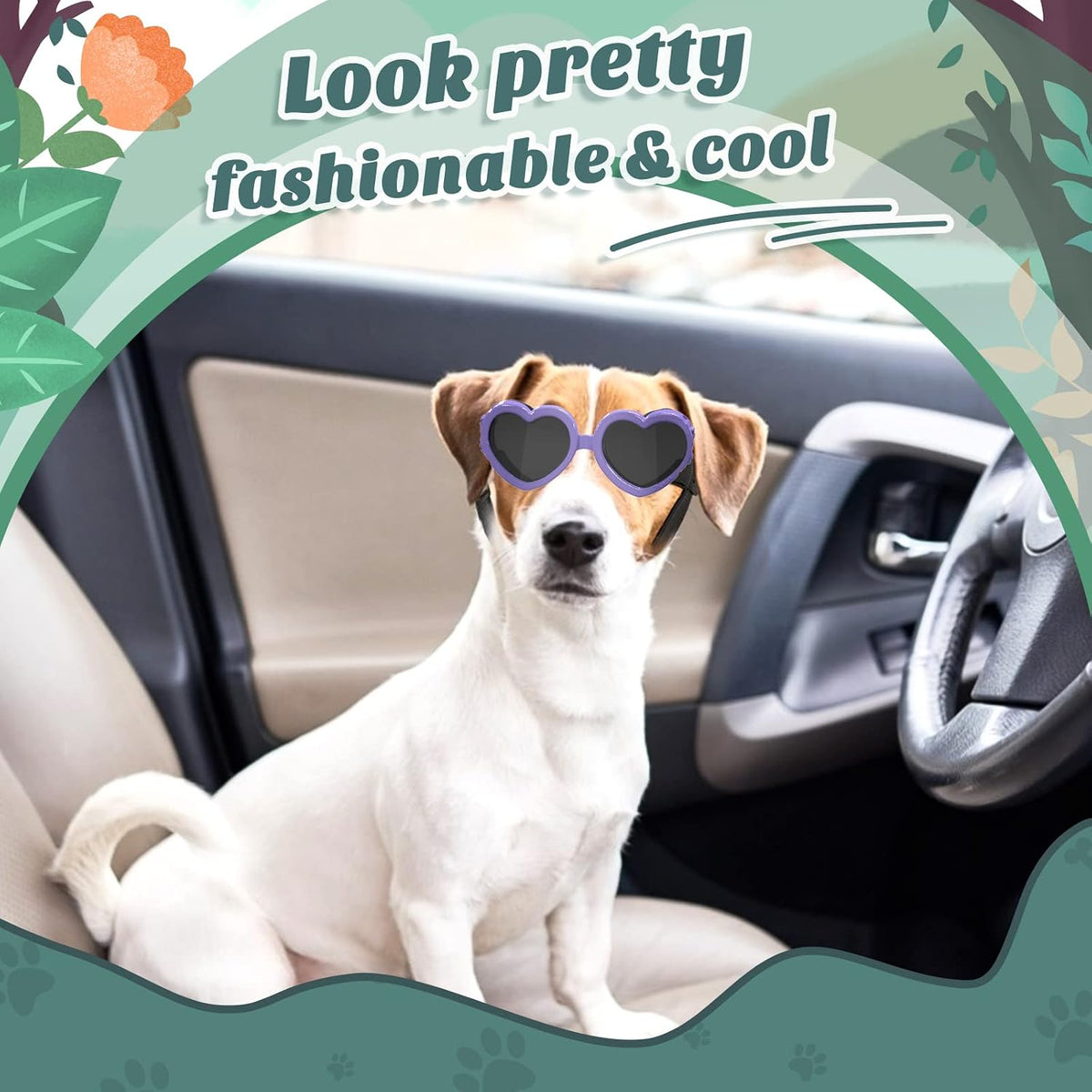 Lewondr Small Dog Sunglasses UV Protection Heart Shape Dogs Goggles - Macaron Purple / Heart - image 2