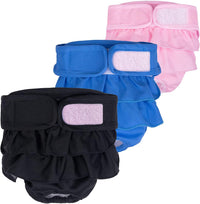 Washable Female Dog Diapers, Durable Pet Skirt for Dog Dress - X-Large / Black Pink Blue