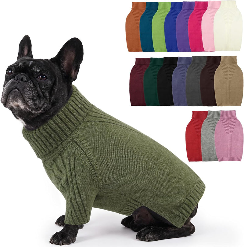 XL Dog Sweater, Winter Doggy Clothes for Medium Dogs Girl Boy – Essentials for Dogs - ArmyGreen / Large