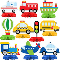 HaPiBiDesign transportation party decorations, 10 honeycomb table centerpieces - view 10