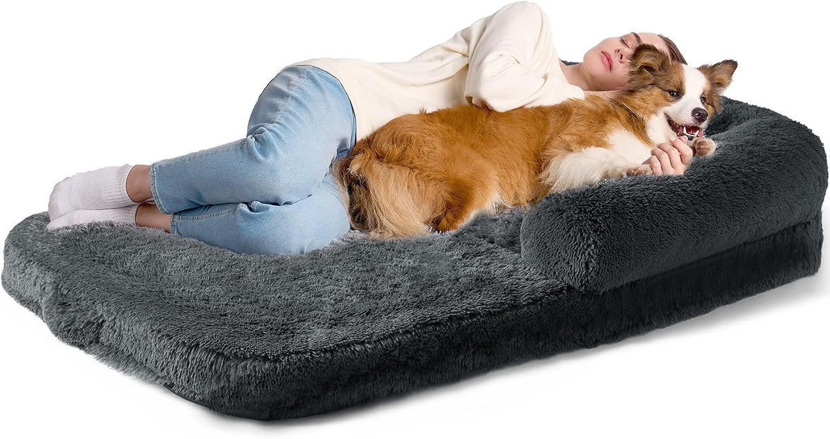 EHEYCIGA Orthopedic Foldable Human Dog Bed, 72x44x11 - 54x38x7.5(Folded 38x27) / Dark Grey - image 2