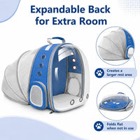 Expandable Cat Carrier Backpack with Bubble Window - Blue - image 3