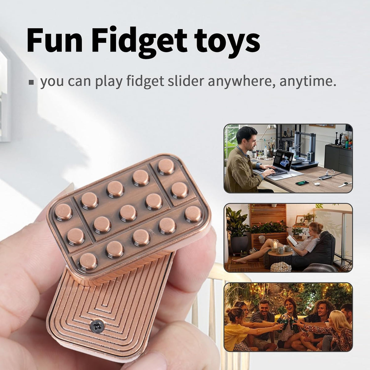 Fidget Toys Adults Magnetic Desk Toy Metal Fidgets Slider - Antique Copper - image 4