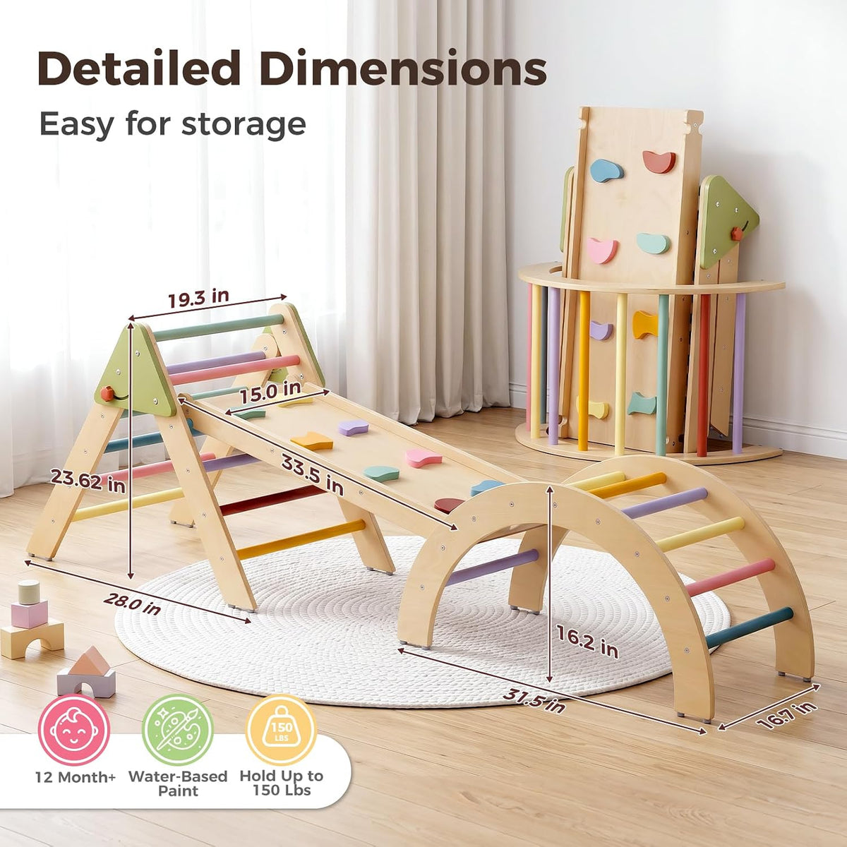 LOL-FUN Foldable Pikler Triangle Climbing Toy with Slide for Toddlers - image 3