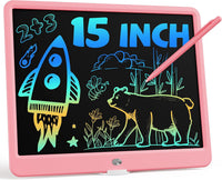 10 Inch LCD Writing Tablet for 3-8 Year Olds - Pink / 15 inch