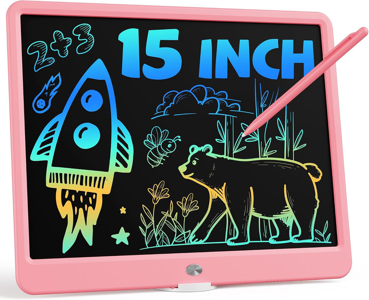 10 Inch LCD Writing Tablet for 3-8 Year Olds - Pink / 15 inch