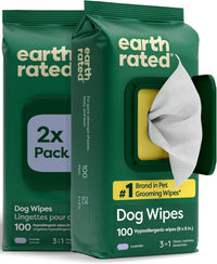 Earth Rated Dog Wipes for Paws & Butt, Deodorizing - Lavender / 200 Grooming Wipes