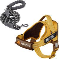 AUROTH Dog Harness for Large Dogs No Pull Tactical Harness and Leash - Turmeric / XL(Neck:24"-32.7",Chest:31.9"-43.7")
