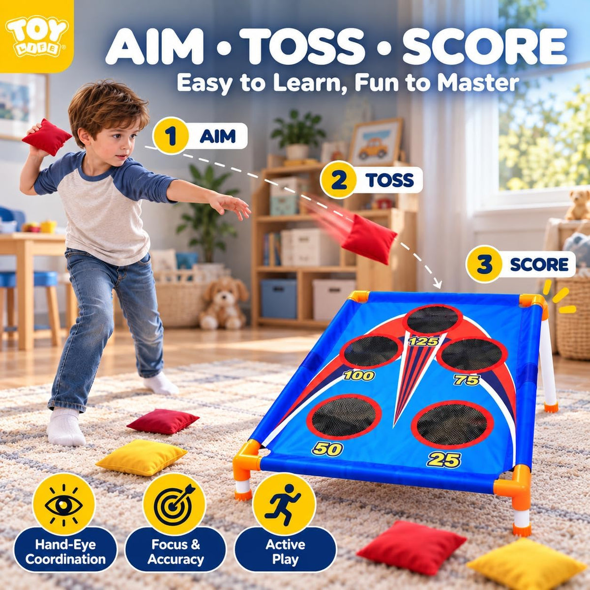 TOY Life Bean Bags Toss Carnival Games, Cornhole - 1-Pack Bean Bag Toss Game - image 4