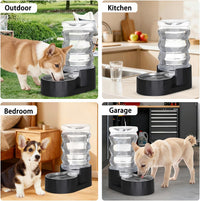 RIZZARI 8L Elevated Dog Water Dispenser: Gravity Waterer for Large - Dark Black / 7L - image 3