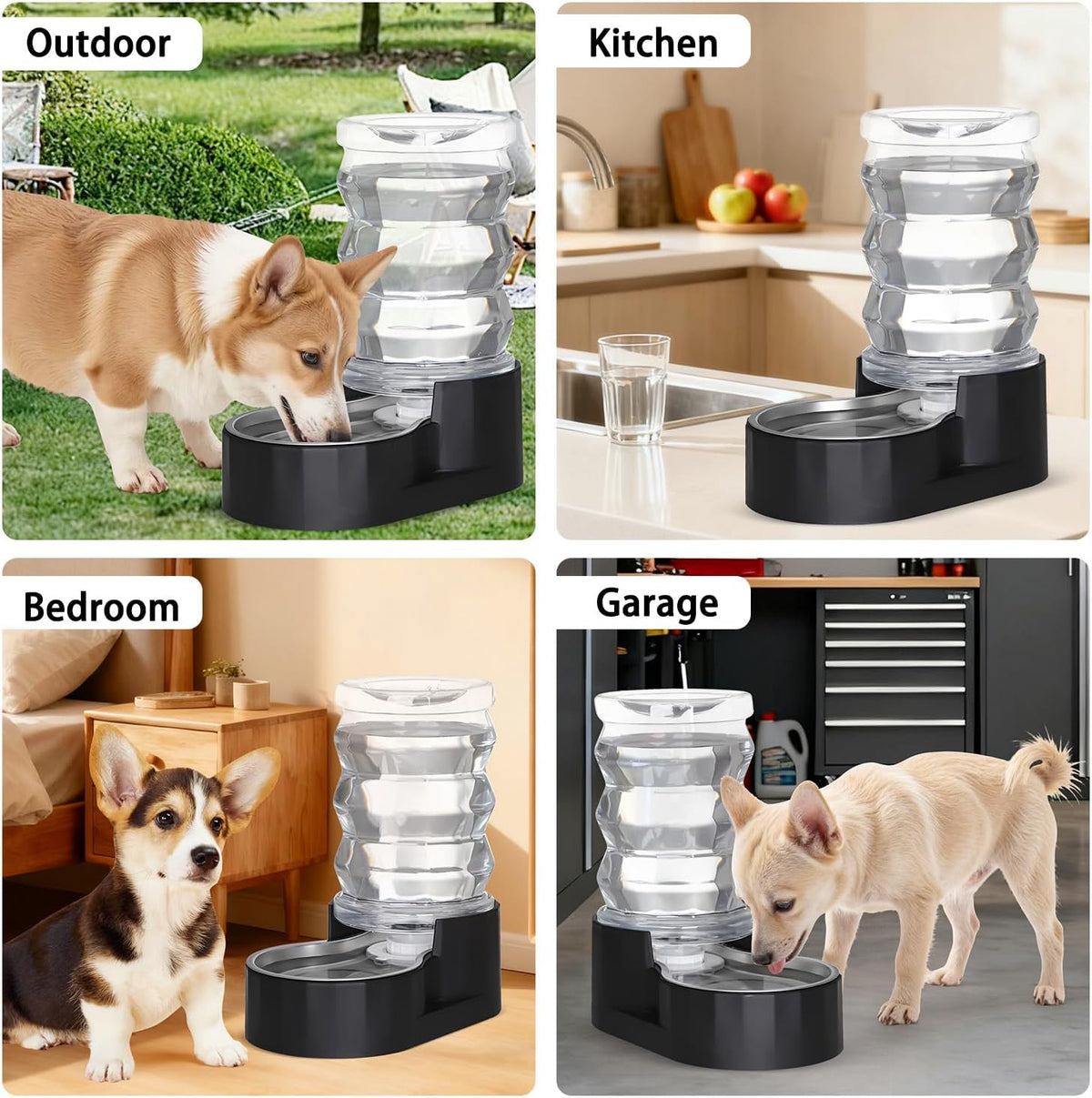 RIZZARI 8L Elevated Dog Water Dispenser: Gravity Waterer for Large - Dark Black / 7L - image 3