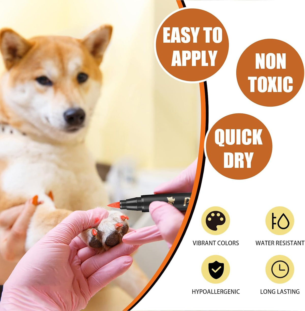 9 Colors Dog Nail Polish Pens Quick Dry, Dog Safe Nail Polish - 9 Pcs - image 3