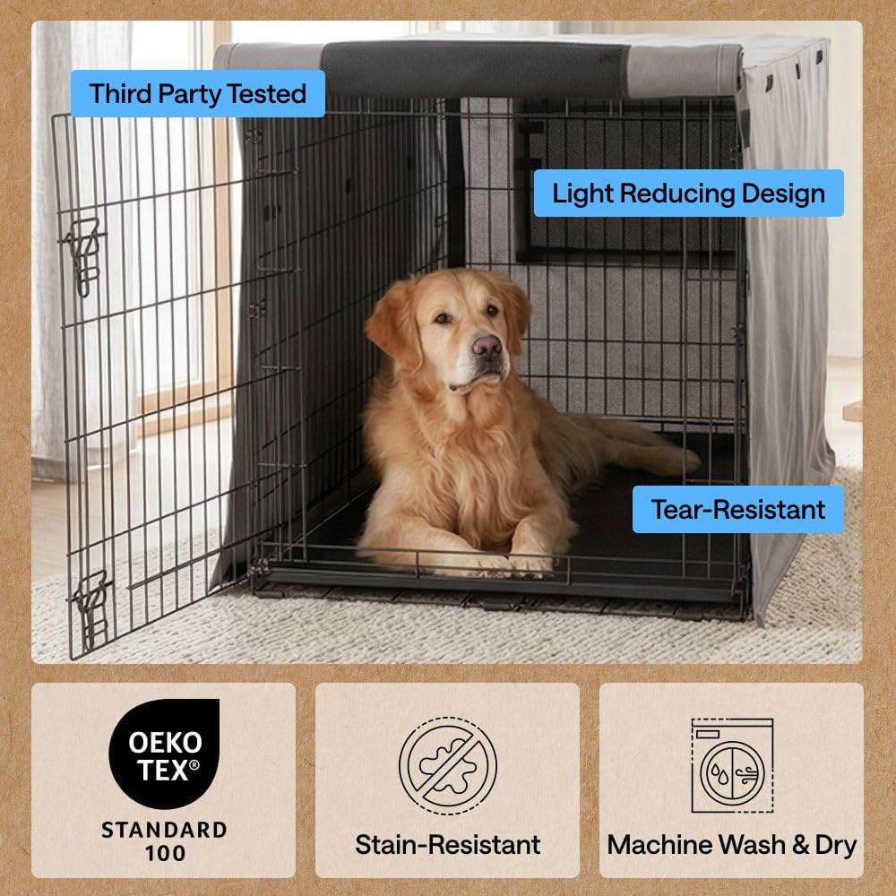 GORILLA GRIP Dog Enclosure Crate Cover Kennel Cage Topper 42in - Gray / 48" X 30" X 33" - image 3