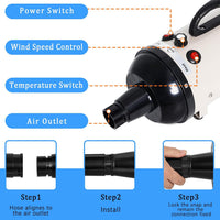 Dog Dryer for Large Dogs 5.2HP 3800W High Velocity Pet Hair Dryers – Essentials for Dogs - Beige - image 4