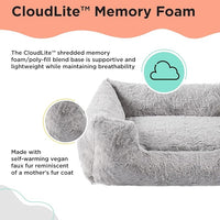 Best Friends by Sheri Lux Lounge Bed Calming Faux Fur Dog Bed, Gray, Large, 36" x 27"