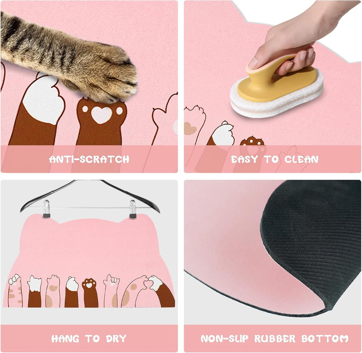 Cat Food Mats for Floor, Dog Pet Water Bowl Feeding Placemats for Food and Water Grey 17.7 * 9.8 - Pink / 17.7"L x 9.8"W - image 3