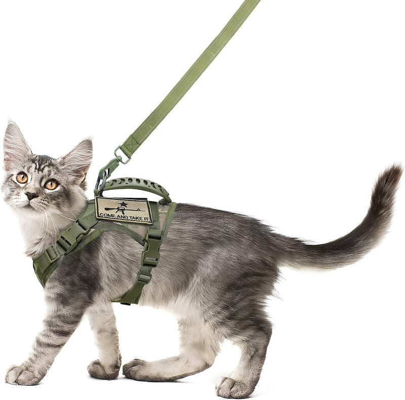 Tactical Cat Harness and Leash Set for Walking Escape Proof - Large / Camo