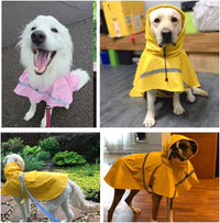 Dog Raincoats with Reflective Strip Hoodie - A1-Yellow / 24B (65-80 lbs) - image 2