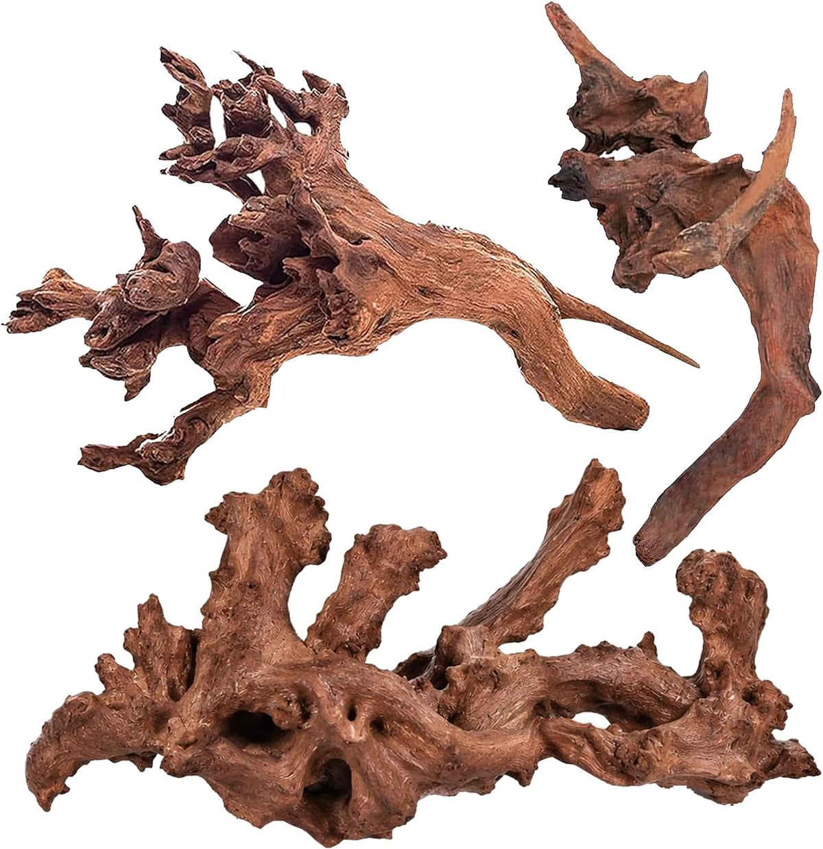 WDEFUN 3 PCS Natural Driftwood for Aquarium Decor Fish Tank - Mopani driftwood （7-11 inch pack of 3）