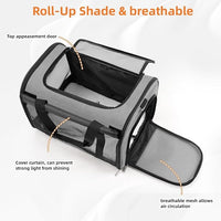 TWDEPART Cat Carrier Backpack - Multifunctional, Firm & Foldable with Roll-Up Shade, Breathable Design Includes Collapsible Bowl & Cushion (Grey)