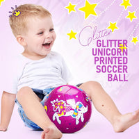 ZOOJOY size 3 kids soccer ball with pink unicorn glitter design - view 20
