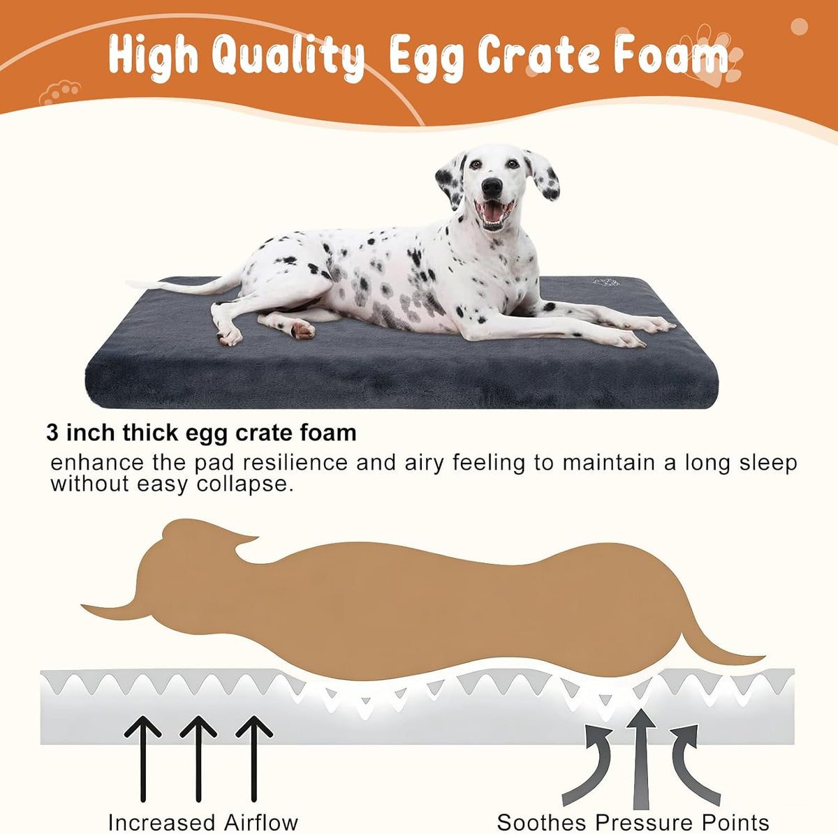 EMPSIGN Dog Bed Mat Crate Pad Mattress, Ultra Soft Pet Kennel - Grey / XXL(47"*29"*3") - image 2