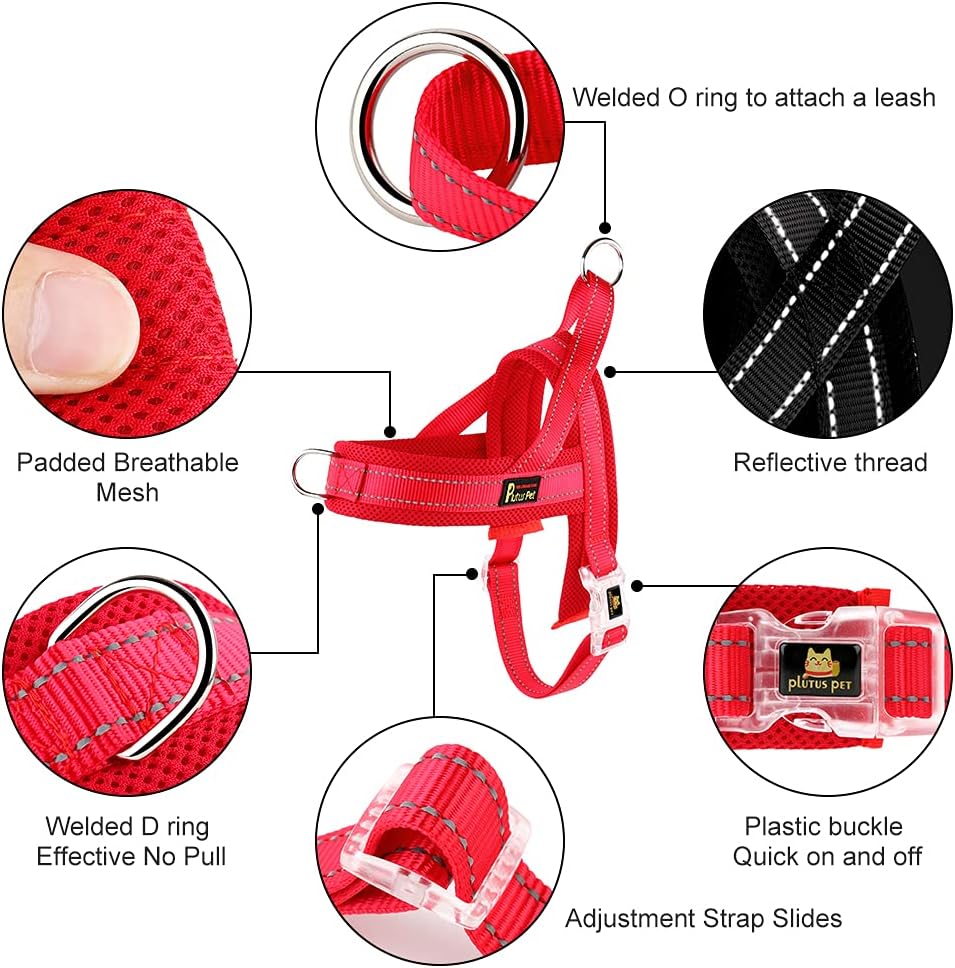 Plutus Pet No Pull Dog Harness with Front Clip - L: chest 25.2"-32.3" / Red - image 2