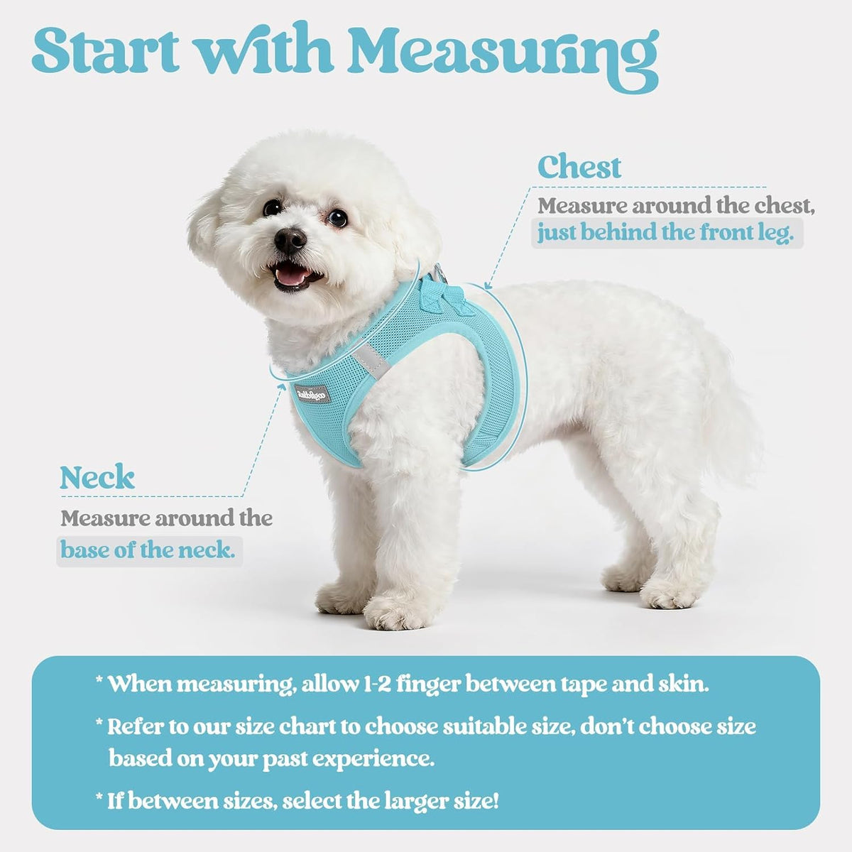 rabbitgoo Dog Harness Small Sized and Leash Set - Mint Blue / M (chest: 16 - 18.5") - image 2