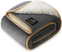 Waterproof Pet Blanket, Liquid Pee Proof Dog Blanket for Sofa Bed Couch, Reversible Sherpa Fleece - M (57" x40") / Grey+beige