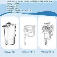 Nebulist 8 Pack Medium Aquarium Filter Cartridges Compatible with Tetra Whisper Filters IQ 10, Whisper 10i, Whisper PF10 and TetraFauna ReptoFilter 90 GPH and Tetra Whisper Power Filter 5-10 Gallons