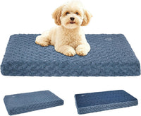 EMPSIGN Dog Bed Mat Crate Pad Mattress, Ultra Soft Pet Kennel - Navy/Grey / S(23"*16"*3")
