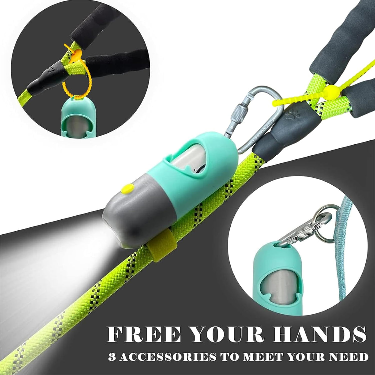 Dog Poop Waste Bags Holder with LED Flashlight - 1 Count (Pack of 2) / Mint Green - image 2